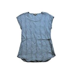 FLAX Linen Blend Tank Top Womens Size Small Sleeveless Lagenlook Textured-Scoop